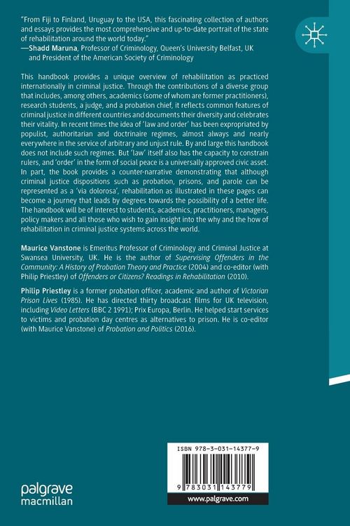 Produktbild: The Palgrave Handbook of Global Rehabilitation in Criminal Justice