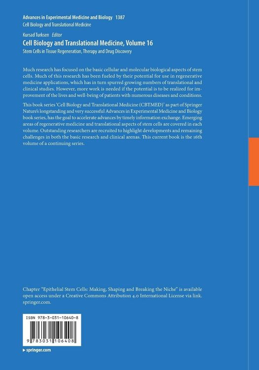 Produktbild: Cell Biology and Translational Medicine, Volume 16