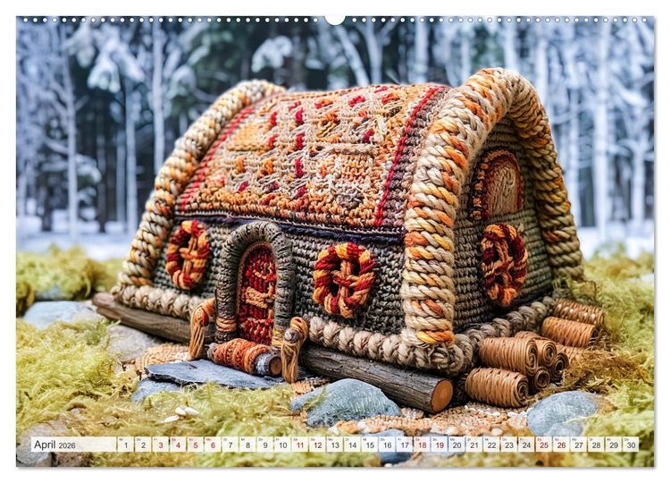 Produktbild: Zauberhafte Wikinger - Nordische Mythologie aus H&auml;kel- und Strickwolle (Wandkalender 2026 DIN A2 quer), CALVENDO Monatskalender