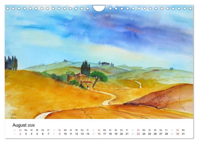 Produktbild: Aquarelle - quer durch Europa (Wandkalender 2026 DIN A4 quer), CALVENDO Monatskalender