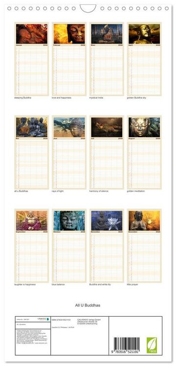Produktbild: Familienplaner 2026 - All U Buddhas mit 5 Spalten (Wandkalender, 21 x 45 cm) CALVENDO