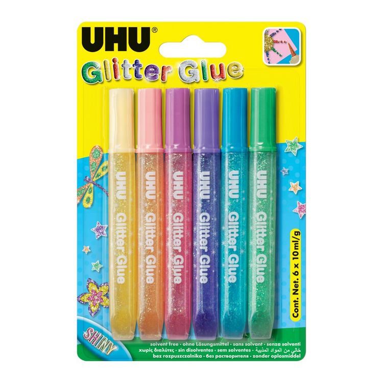 Produktbild: UHU&reg; Glitter Glue, Shiny 6 x 10 ml
