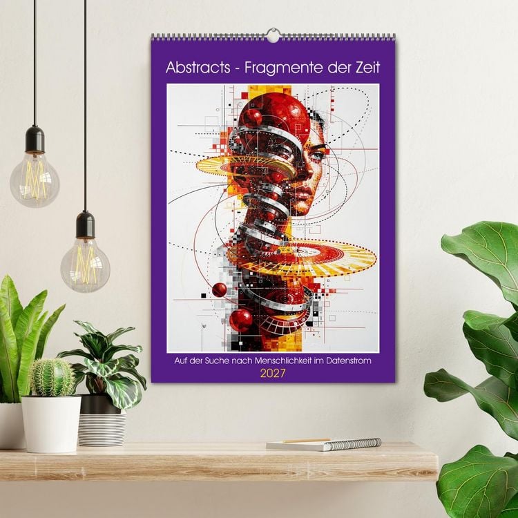 Produktbild: Abstracts - Fragmente der Zeit - Auf der Suche nach Menschlichkeit im Datenstrom (Wandkalender 2027 DIN A2 hoch), CALVENDO Monatskalender