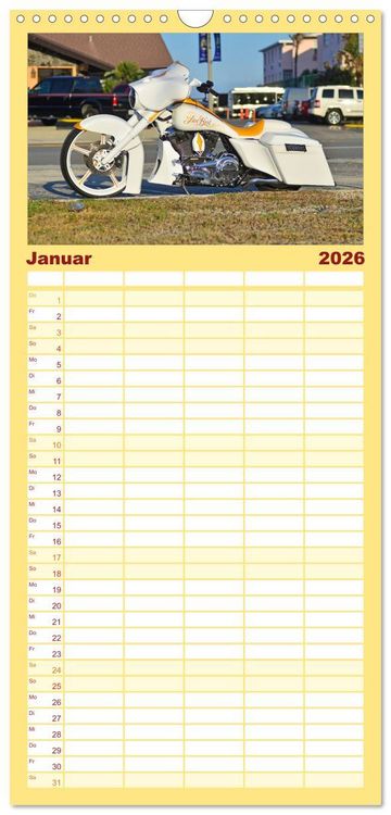 Produktbild: Familienplaner 2026 - BEST OF HARLEY-DAVIDSON BAGGER-STYLE mit 5 Spalten (Wandkalender, 21 x 45 cm) CALVENDO