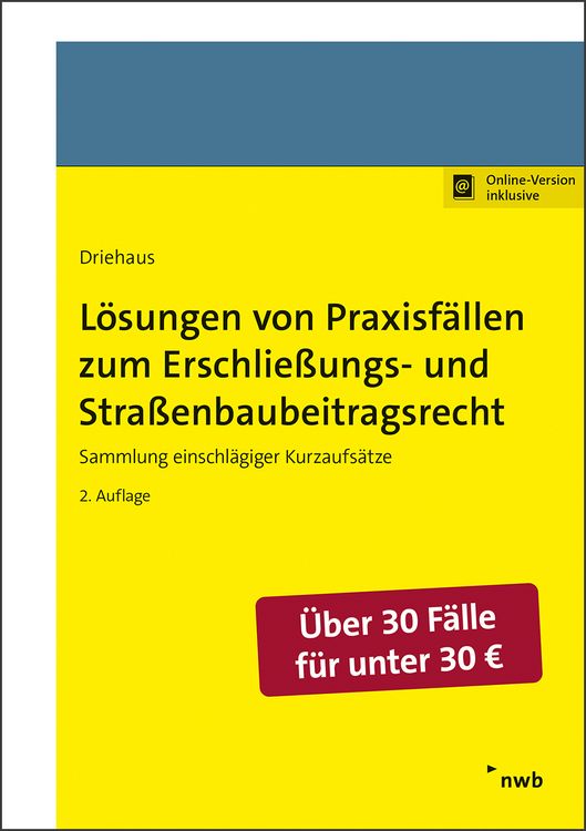 Produktbild: L&ouml;sungen von Praxisf&auml;llen zum Erschlie&szlig;ungs- und Stra&szlig;enbaubeitragsrecht