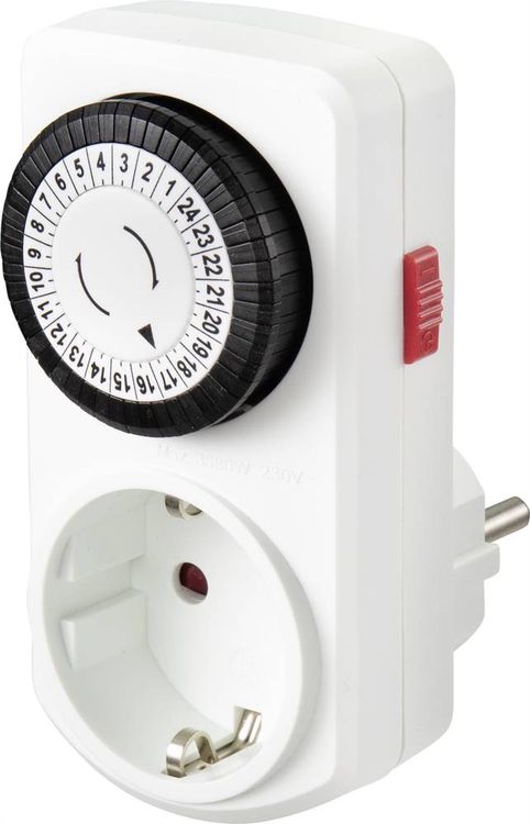 Produktbild: Sygonix SY-5042668 Steckdosen-Zeitschaltuhr analog Tagesprogramm 3680W IP20 Dauerbetrieb