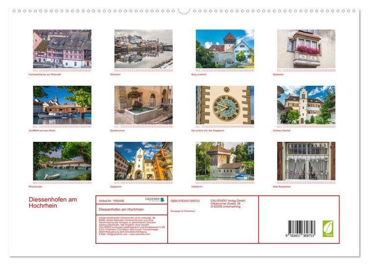 Produktbild: Diessenhofen am Hochrhein (hochwertiger Premium Wandkalender 2026 DIN A2 quer), Kunstdruck in Hochglanz