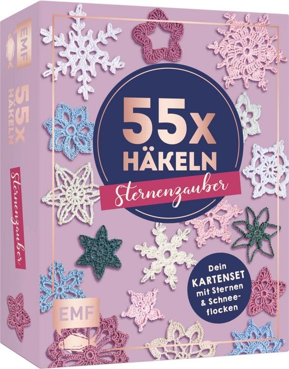 Produktbild: 55 x h&auml;keln &ndash; Sternenzauber: Dein Kartenset mit traumhaften H&auml;kelsternen und Schneeflocken