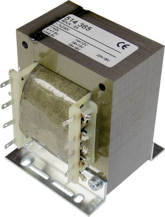 Produktbild: elma TT IZ68 Universal-Netztransformator 1 x 230 V 1 x 7.5 V/AC, 9.5 V/AC, 12 V/AC, 14 V/AC, 16 V/AC, 18 V/AC 90 VA 5 A