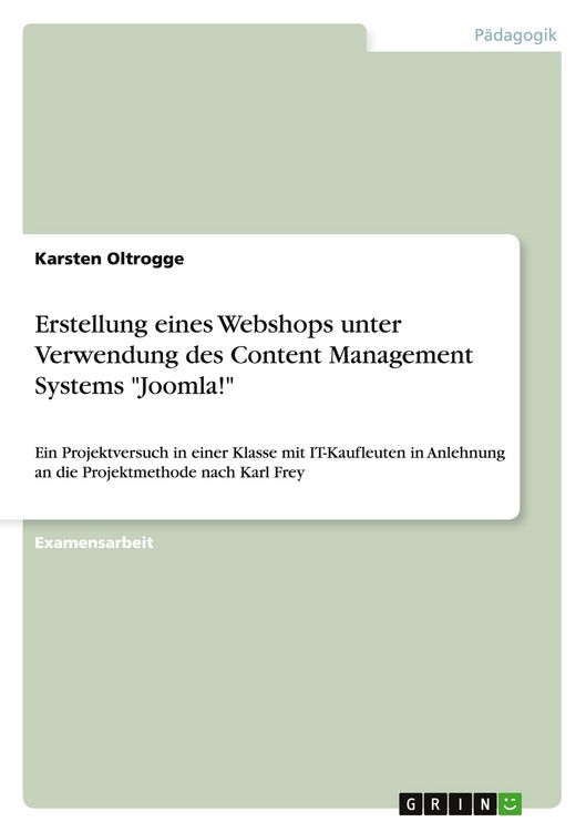 Produktbild: Erstellung eines Webshops unter Verwendung des Content Management Systems "Joomla!"