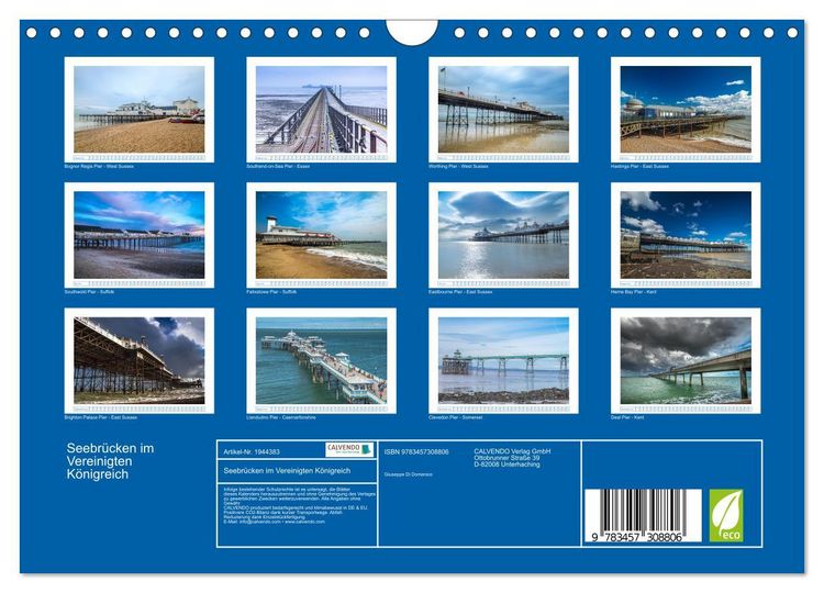 Produktbild: Seebr&uuml;cken im Vereinigten K&ouml;nigreich (Wandkalender 2026 DIN A4 quer), CALVENDO Monatskalender