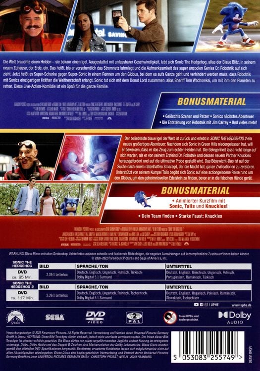 Produktbild: Sonic the Hedgehog - 2-Movie Collection [2 DVDs]