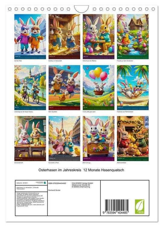 Produktbild: Osterhasen im Jahreskreis 12 Monate Hasenquatsch (Wandkalender 2027 DIN A4 hoch), CALVENDO Monatskalender
