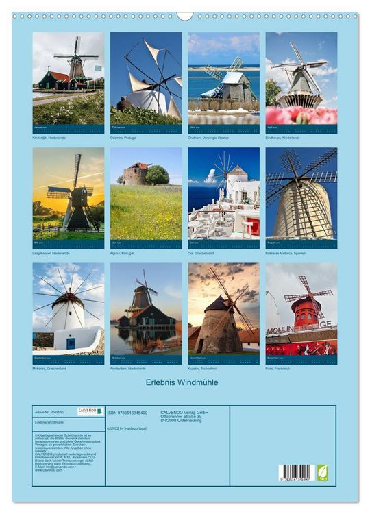 Produktbild: Erlebnis Windm&uuml;hle (Wandkalender 2026 DIN A2 hoch), CALVENDO Monatskalender