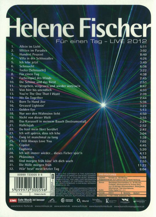Produktbild: Helene Fischer - F&uuml;r einen Tag - Live 2012