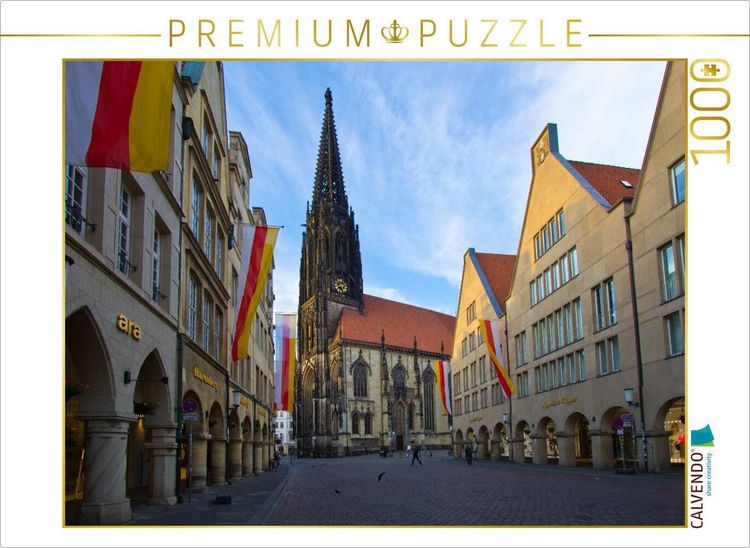 Produktbild: CALVENDO Puzzle Die St. Lamberti-Kirche am Prinzipalmarkt in M&uuml;nster | 1000 Teile Lege-Gr&ouml;&szlig;e 64x48cm Foto-Puzzle f&uuml;r gl&uuml;ckliche Stunden