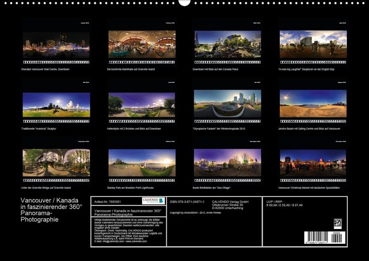 Produktbild: Vancouver / Kanada in faszinierender 360&deg; Panorama-Photographie (Premium, hochwertiger DIN A2 Wandkalender 2020, Kunstdruck in Hochglanz)