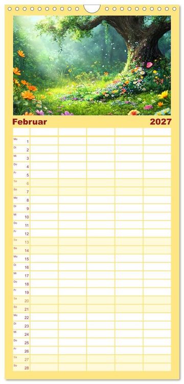 Produktbild: Familienplaner 2027 - Willkommen im Wunderwald. Zauberhafte Abenteuer mit tierischen Freunden mit 5 Spalten (Wandkalender, 21 x 45 cm) CALVENDO