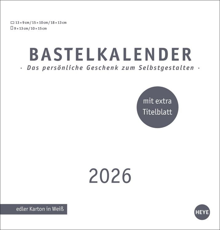 Produktbild: Premium-Bastelkalender weiß mittel 2026