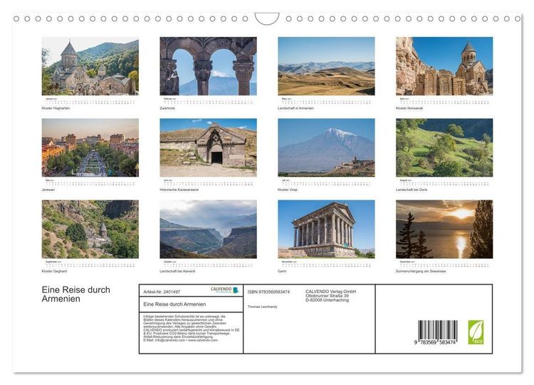 Produktbild: Eine Reise durch Armenien (Wandkalender 2027 DIN A3 quer), CALVENDO Monatskalender