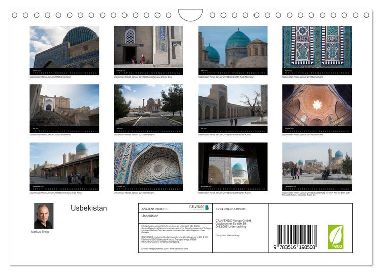 Produktbild: Usbekistan (Wandkalender 2026 DIN A4 quer), CALVENDO Monatskalender