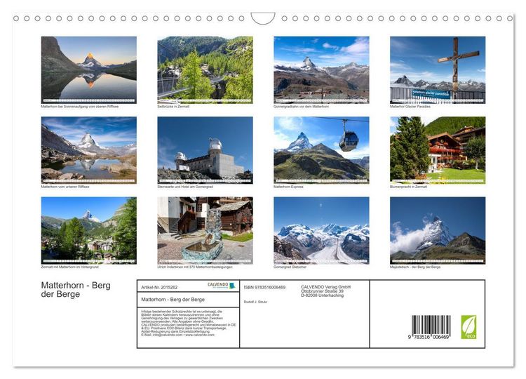 Produktbild: Matterhorn - Berg der Berge (Wandkalender 2026 DIN A3 quer), CALVENDO Monatskalender