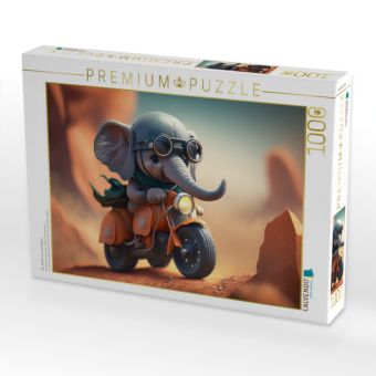Produktbild: CALVENDO Puzzle Der Elefant auf zwei R&auml;dern | 1000 Teile Lege-Gr&ouml;&szlig;e 64x48cm Foto-Puzzle f&uuml;r gl&uuml;ckliche Stunden