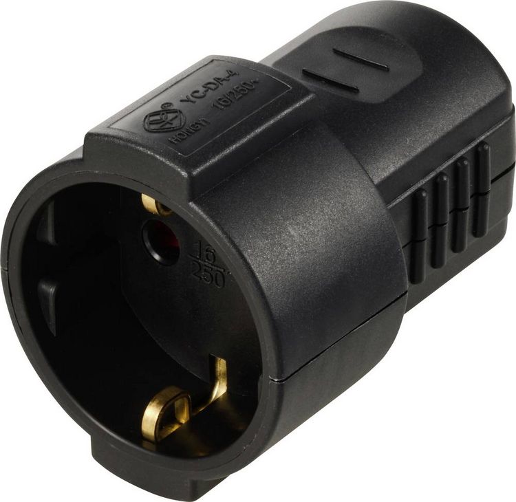 Produktbild: Sygonix SY-6629384 Schutzkontaktkupplung Polypropolene (PP) 250 V/AC Schwarz