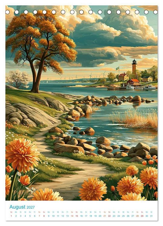 Produktbild: Schweden - Old School Poster Style (Tischkalender 2027 DIN A5 hoch), CALVENDO Monatskalender