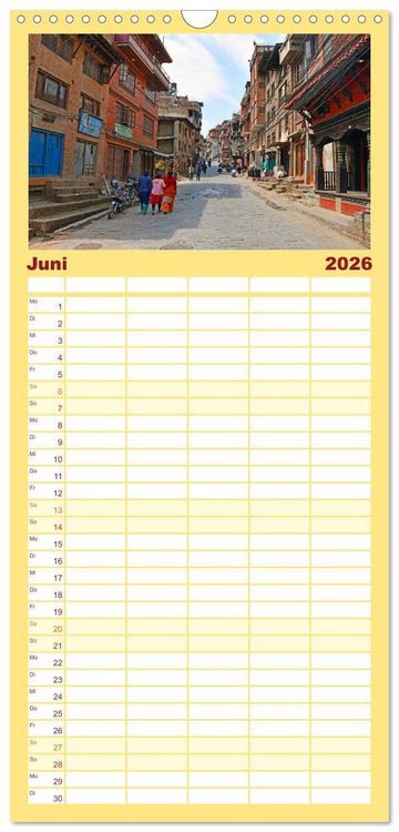 Produktbild: Familienplaner 2026 - Im Kathmandutal mit 5 Spalten (Wandkalender, 21 x 45 cm) CALVENDO