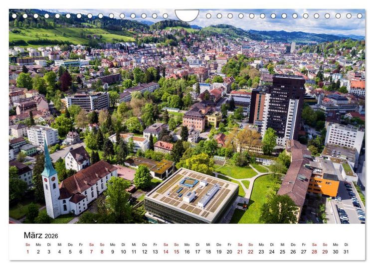 Produktbild: Luftbildkalender St. Gallen 2026 (Wandkalender 2026 DIN A4 quer), CALVENDO Monatskalender
