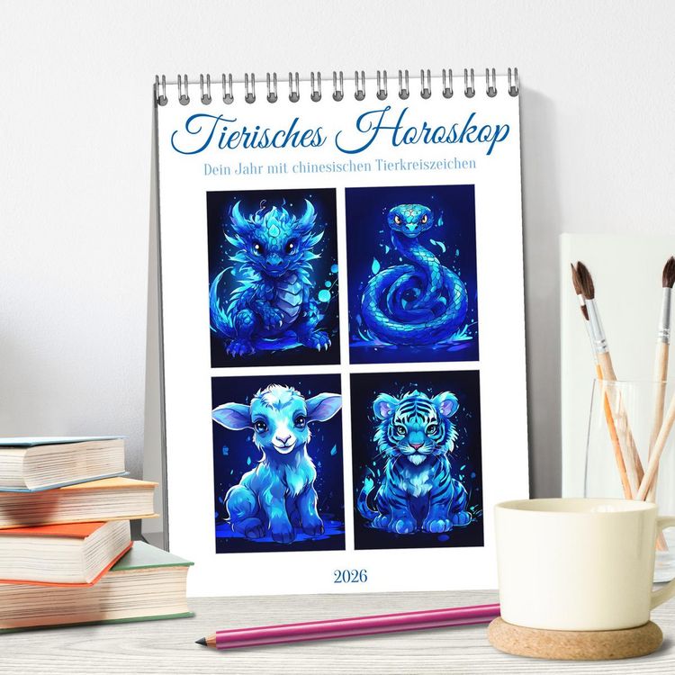 Produktbild: Tierisches Horoskop (Tischkalender 2026 DIN A5 hoch), CALVENDO Monatskalender
