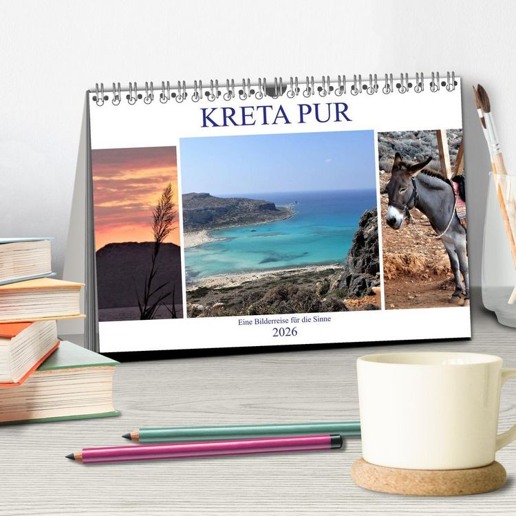 Produktbild: Kreta Pur - Eine Bilderreise f&uuml;r die Sinne (Tischkalender 2026 DIN A5 quer), CALVENDO Monatskalender