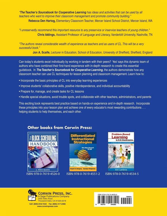Produktbild: Teacher's Sourcebook for Cooperative Learning