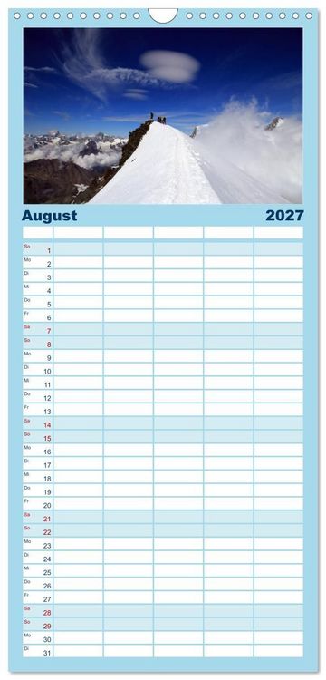 Produktbild: Familienplaner 2027 - Schweizer Berggipfel mit 5 Spalten (Wandkalender, 21 x 45 cm) CALVENDO