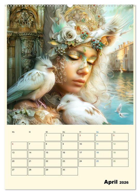 Produktbild: Surreale Frauenportraits im venezianischen Stil - Planer (Wandkalender 2026 DIN A2 hoch), CALVENDO Monatskalender