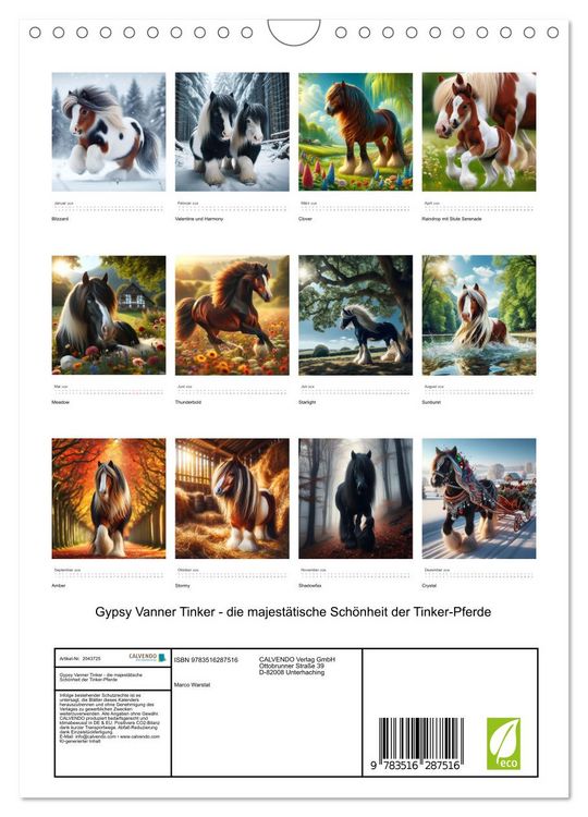 Produktbild: Gypsy Vanner Tinker - die majest&auml;tische Sch&ouml;nheit der Tinker-Pferde (Wandkalender 2026 DIN A4 hoch), CALVENDO Monatskalender