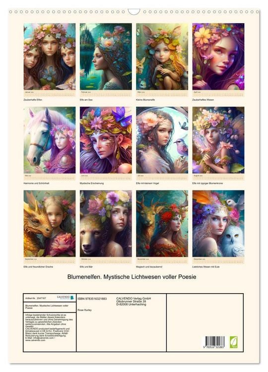 Produktbild: Blumenelfen. Mystische Lichtwesen voller Poesie (Wandkalender 2026 DIN A2 hoch), CALVENDO Monatskalender