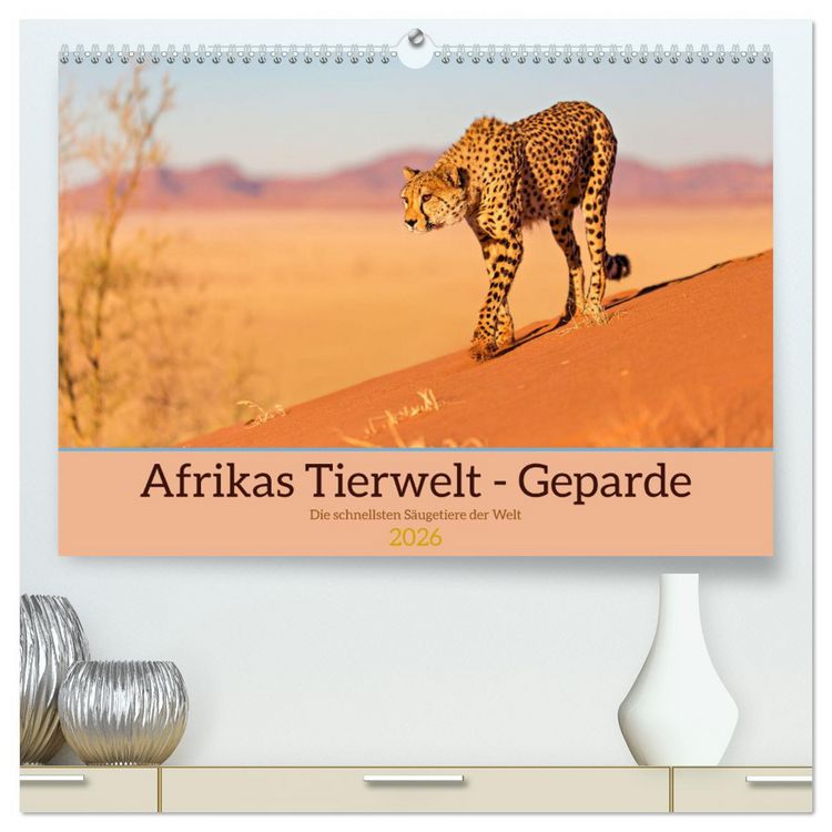 Produktbild: Afrikas Tierwelt - Geparde (hochwertiger Premium Wandkalender 2026 DIN A2 quer), Kunstdruck in Hochglanz