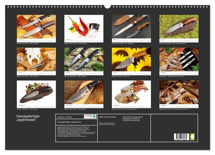 Produktbild: Handgefertigte Jagdmesser (Wandkalender 2026 DIN A2 quer), CALVENDO Monatskalender