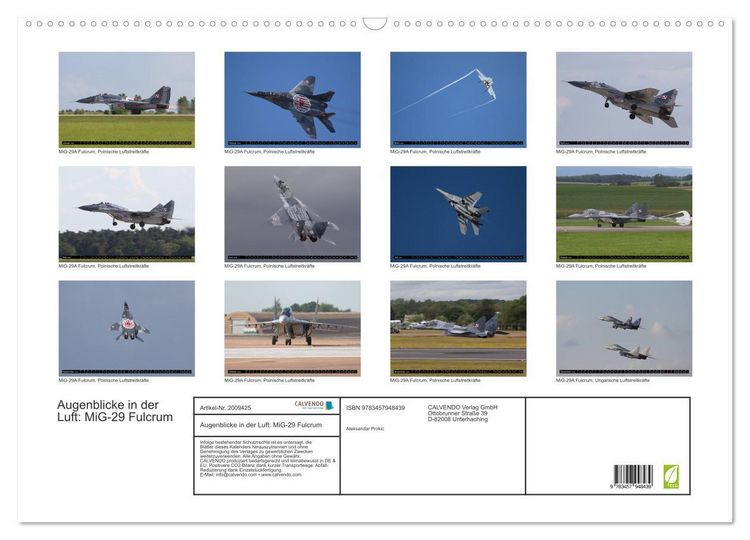 Produktbild: Augenblicke in der Luft: MiG-29 Fulcrum (Wandkalender 2026 DIN A2 quer), CALVENDO Monatskalender