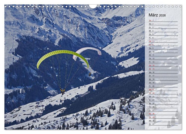 Produktbild: Gleitschirmfliegen in den Tuxer Alpen (Wandkalender 2026 DIN A3 quer), CALVENDO Monatskalender