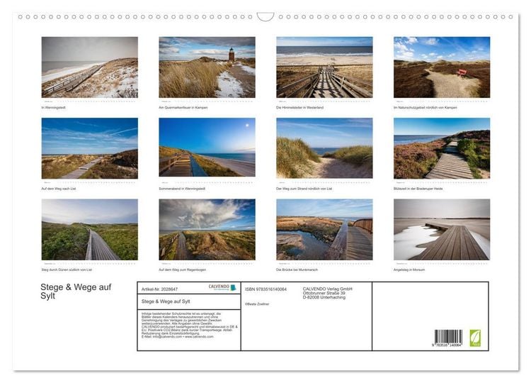 Produktbild: Stege & Wege auf Sylt (Wandkalender 2026 DIN A2 quer), CALVENDO Monatskalender