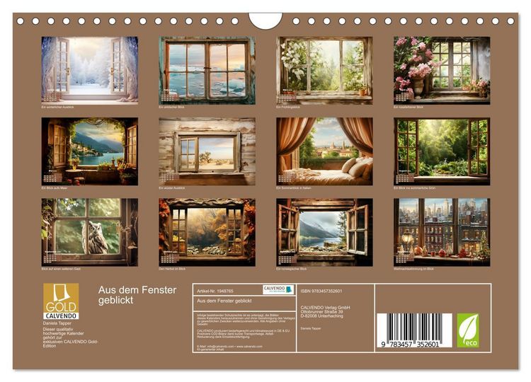 Produktbild: Aus dem Fenster geblickt (Wandkalender 2026 DIN A4 quer), CALVENDO Monatskalender