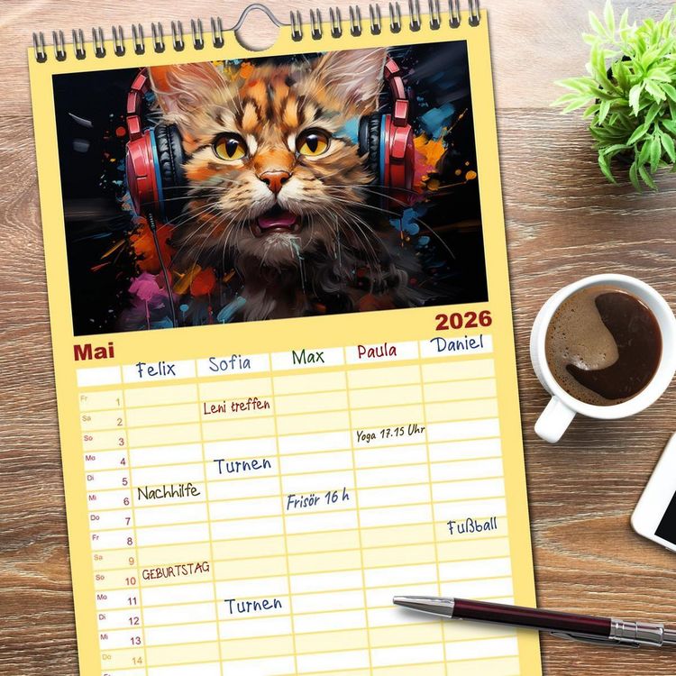 Produktbild: Familienplaner 2026 - Musik Safari mit 5 Spalten (Wandkalender, 21 x 45 cm) CALVENDO