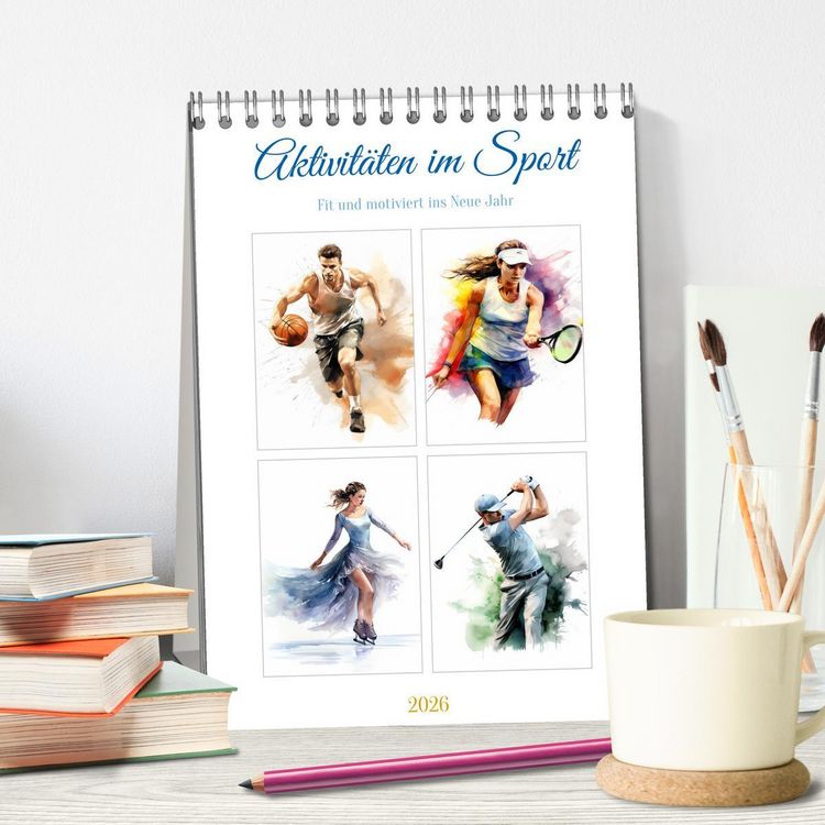 Produktbild: Aktivit&auml;ten im Sport (Tischkalender 2026 DIN A5 hoch), CALVENDO Monatskalender