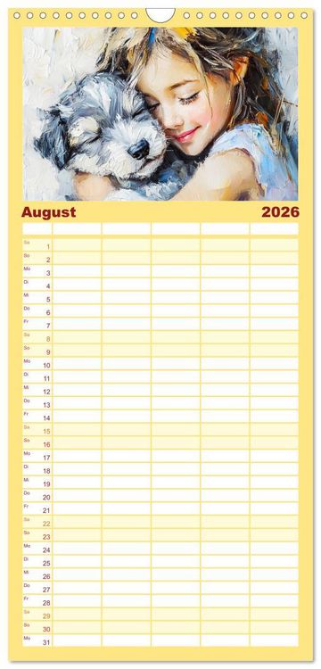 Produktbild: Familienplaner 2026 - Mensch und Hund. Herzensverbindungen mit 5 Spalten (Wandkalender, 21 x 45 cm) CALVENDO