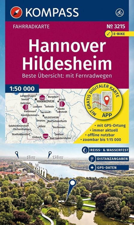 Produktbild: KOMPASS Fahrradkarte 3215 Hannover, Hildesheim 1:50.000
