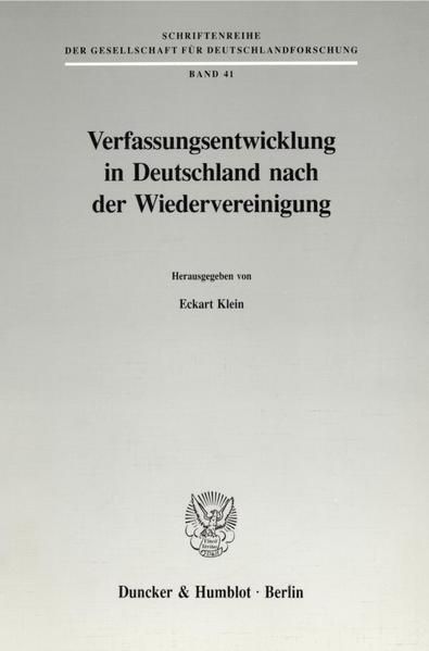 Produktbild: Verfassungsentwicklung in Deutschland nach der Wiedervereinigung.