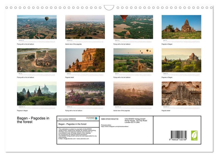 Produktbild: Bagan - Pagodas in the forest (Wall Calendar 2026 DIN A3 landscape), CALVENDO 12 Month Wall Calendar